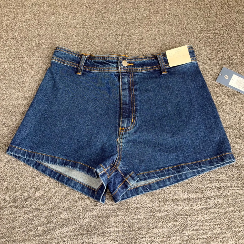 NWT Universal Thread Dark Wash High Rise Sailor Denim Shorts Size 8 Boho Casual